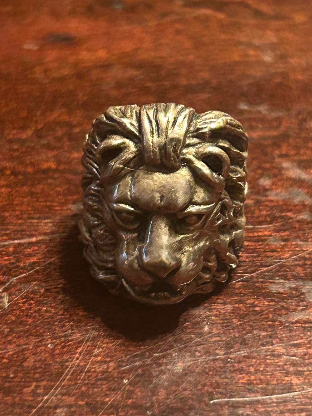 Lion Head 925 silver Pinky Ring King Jungle Animal Gothic Leo Chunky Size 2